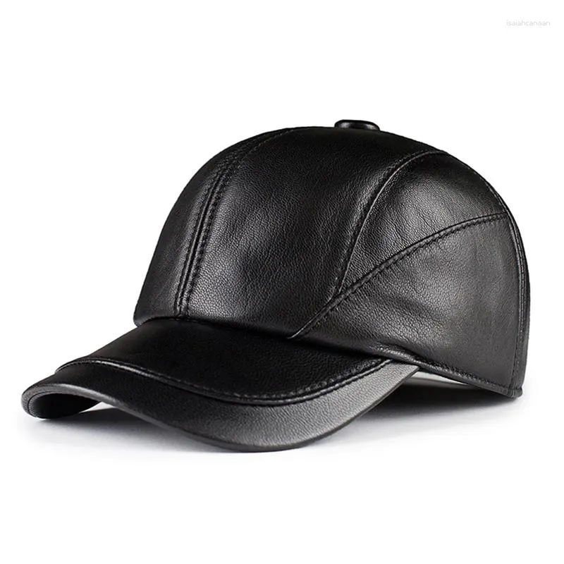 Ball Caps Genuine Sheepskin Earlap Fall Winter High Quality Real Sheep Leather Hats Casual Outdoor Baseball Cap Men Women