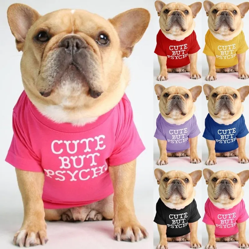 Dog Shirts Pet Printed Clothes with Funny Letters Summer Pet T Shirts Cool Puppy Shirts Breathable Dog Outfit Soft Dog Sweatshirt for Pet Dogs 20 Designs DW1249