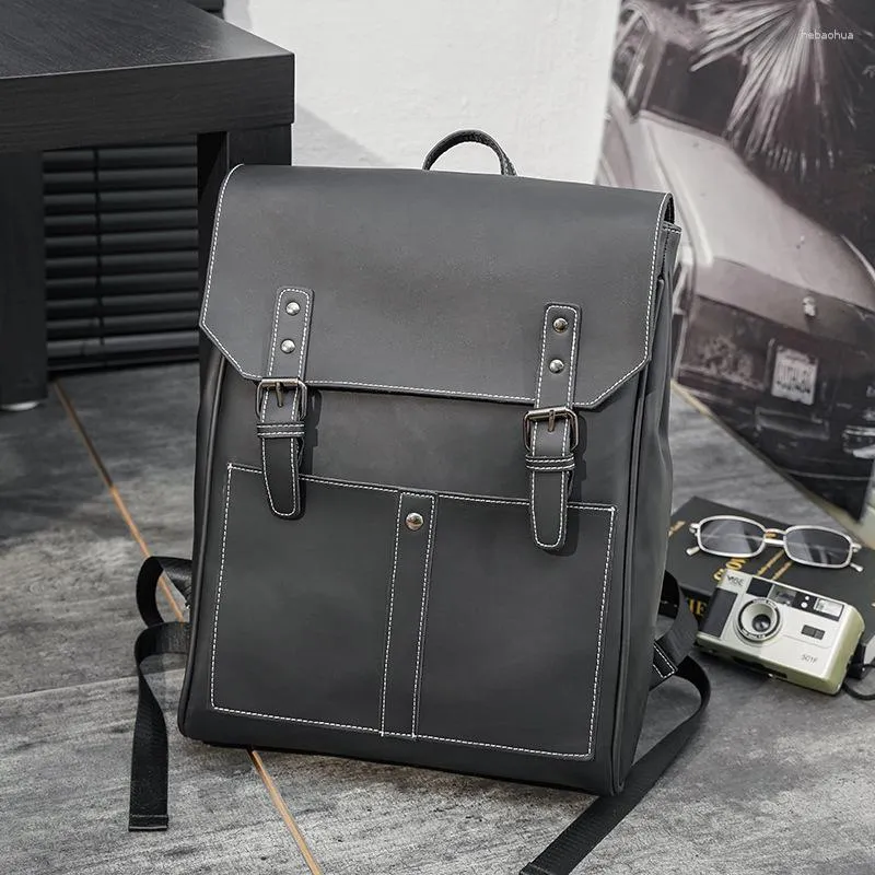 Backpack Oxford Waterproof Leather Men Duże pojemność swobodne laptopy plecaki