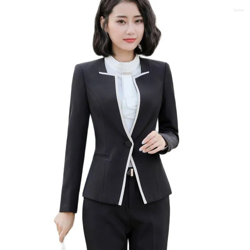 Женские брюки с двумя частями формальные униформные стили профессиональные деловые костюмы с куртками и женщинами для женщин.