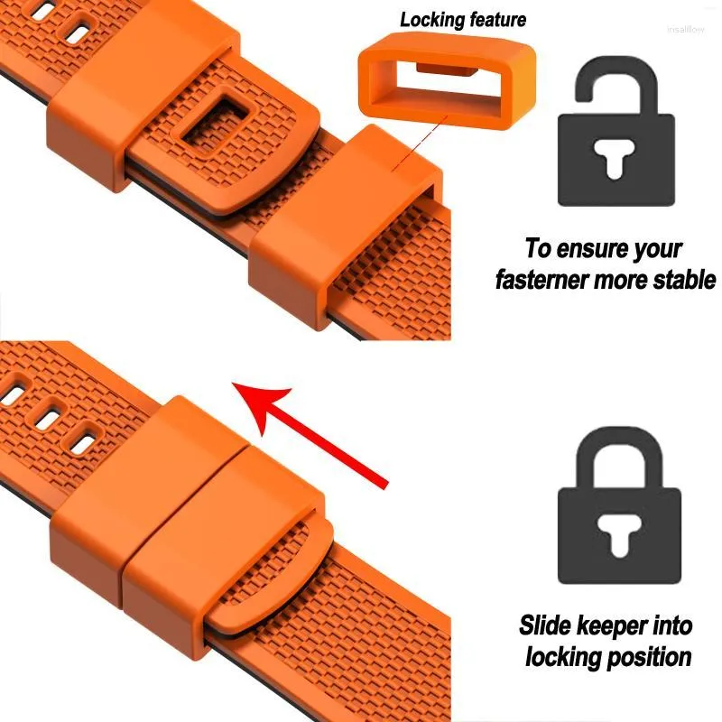 Bracelets de montre Hemsut Orange Silicone 18mm 20mm 22mm bracelet en caoutchouc à dégagement rapide pour hommes femmes remplacement souple 10 couleurs