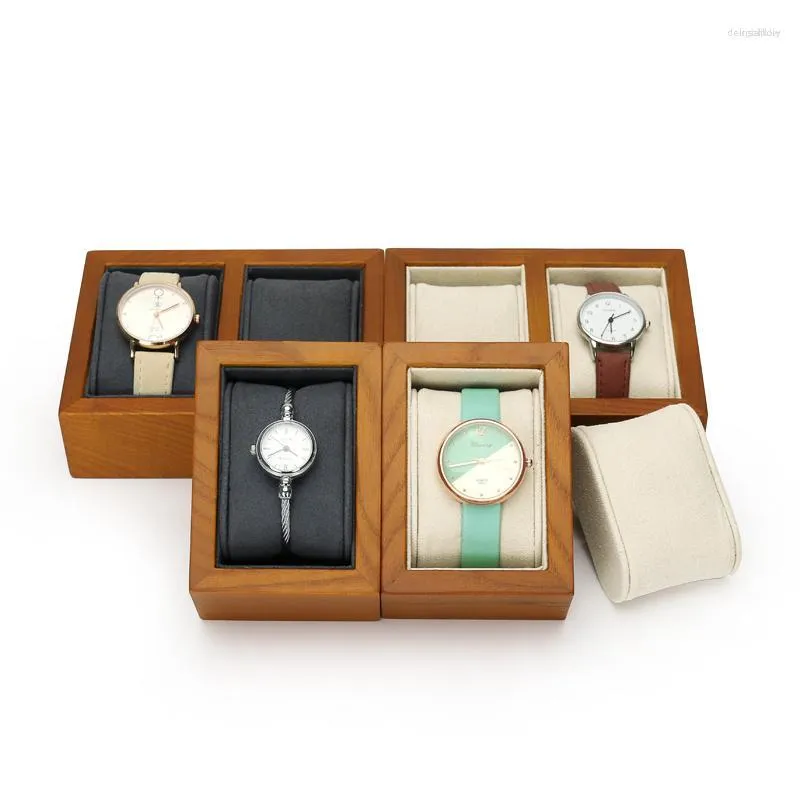 Watch Boxes 1/2 Slots Case Holder Solid Wood Organizer Box Jewelry Bracelet Display Gift For Women Men