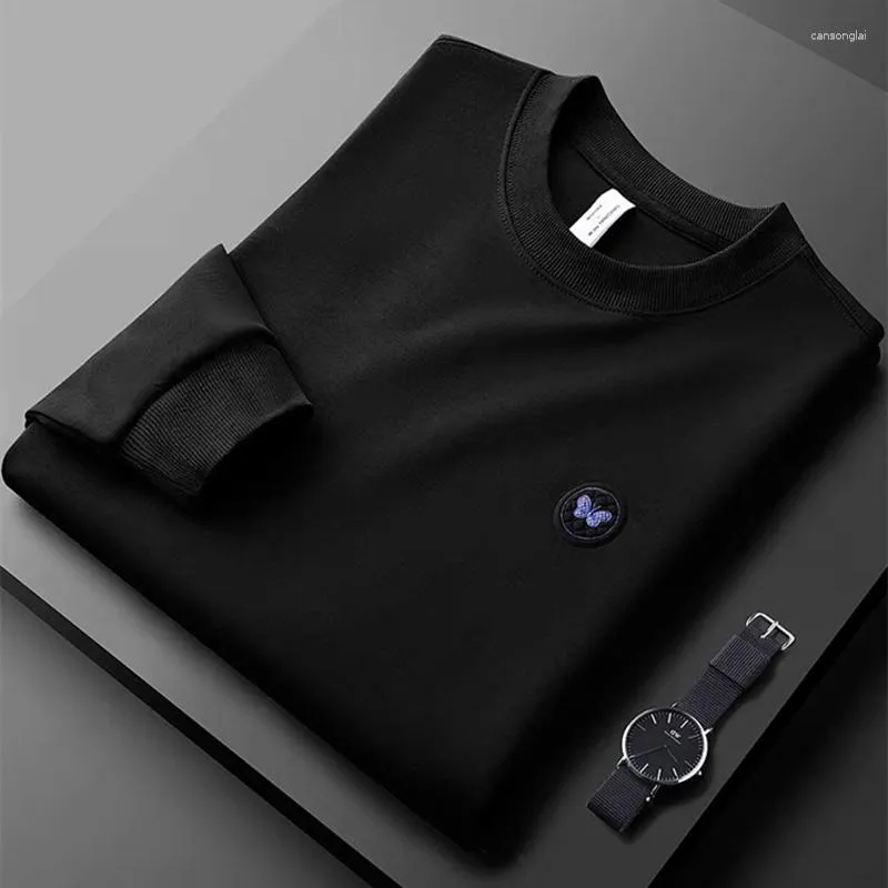 Heren Hoodies High-end Europese Stijl Vlinder Borduurwerk Ronde Hals Trui Herenmode Herfst Winter Pullover Casual Lange Mouw