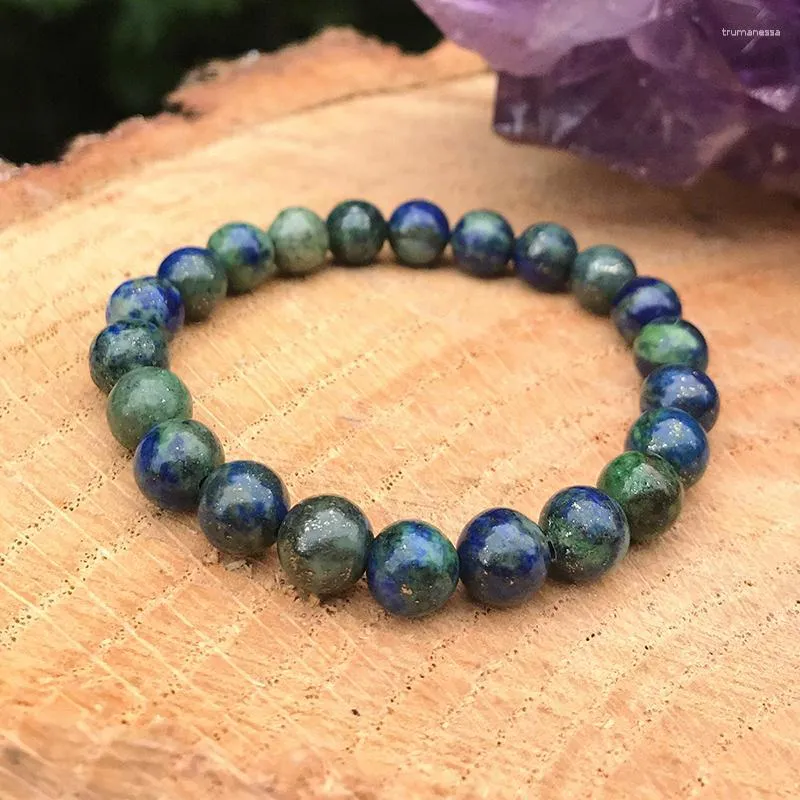 Bangle 8mm Azuriet kralen armbanden handgemaakte genezing meditatie paar sieraden elastisch touw natuurlijke tijgeroog stenen armbanden geschenkenBangle Raym