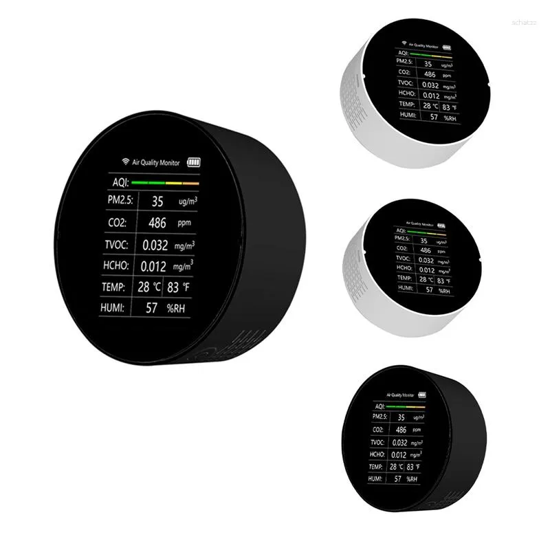 Meter PM2.5 TVOC CO2 HCHO Temperature Humidity AQI Detector Air Quality Monitor Sensor Analyzer