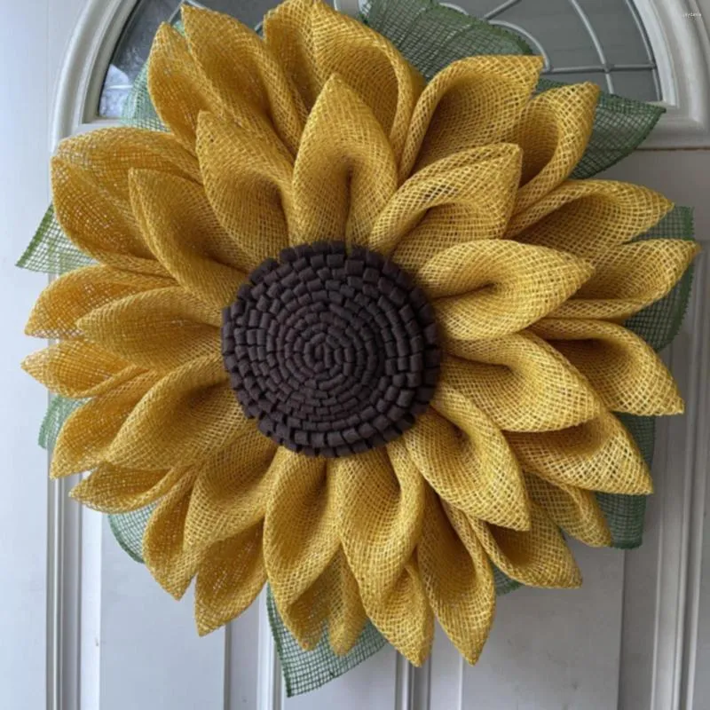 Decorative Flowers Artificial Sunflower Wreath Front Door Daisy Spring Summer For Indoor Outdoor Home Wedding Window Wall Decor