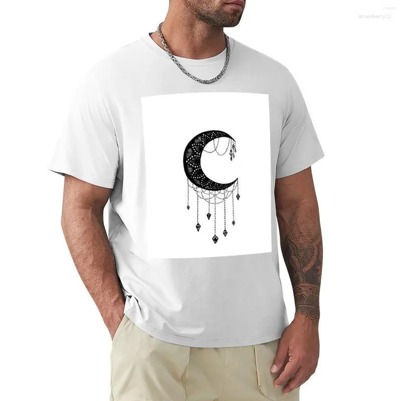 Polo da uomo T-shirt da uomo a forma di tatuaggio con luna crescente da uomo T-shirt pesanti T-shirt divertenti Fruit Of The Loom Uomo