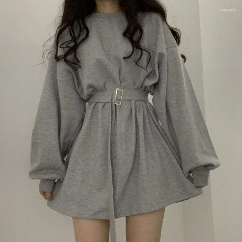 Robes décontractées mode robe surdimensionnée minceur femmes lâche printemps et automne à manches longues taille pull coréen