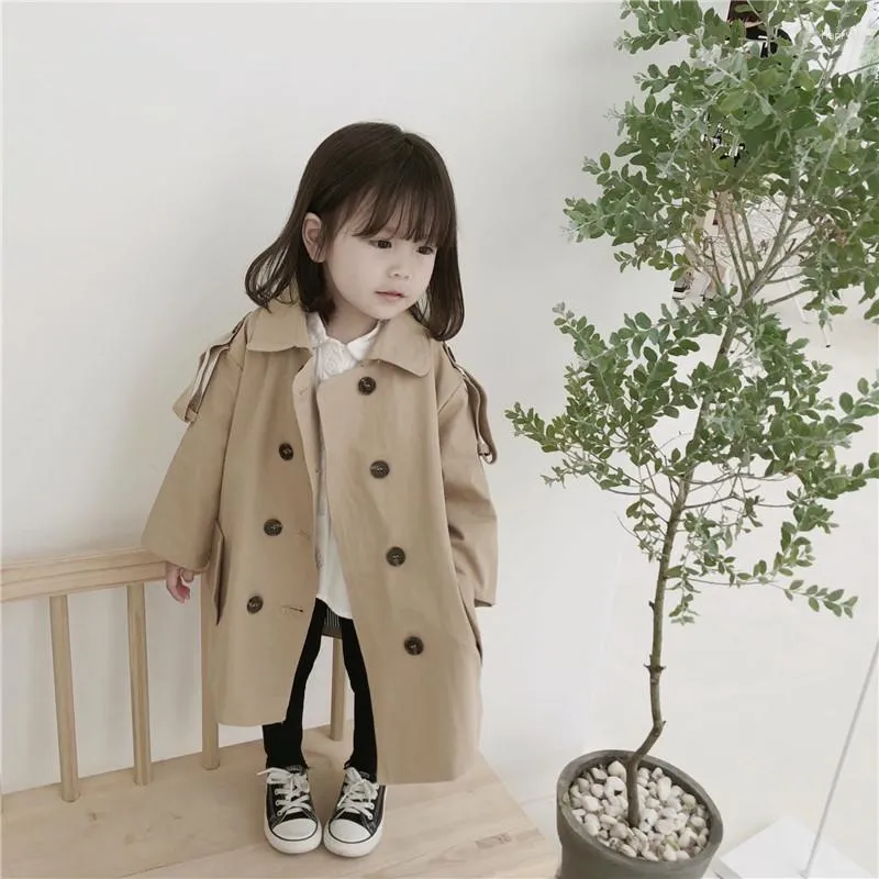 Coat Cute Girl Jackets Kids Fashion Double Breast Windbreaker Coats Children Clothing Spring Autumn Korean Trench For Girls