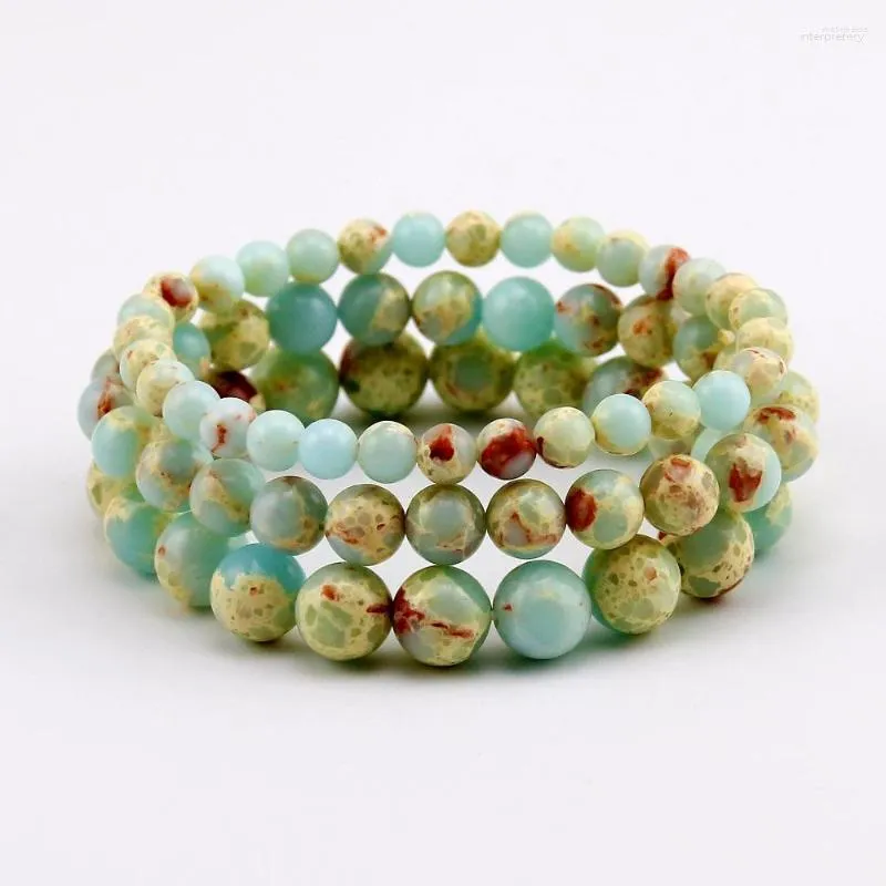 Strand Yoga Buddha Bracciale Donna Gioielli 6/8 / 10mm Sea Sediment Imperial Stone Men Chakra Bracciali da uomo