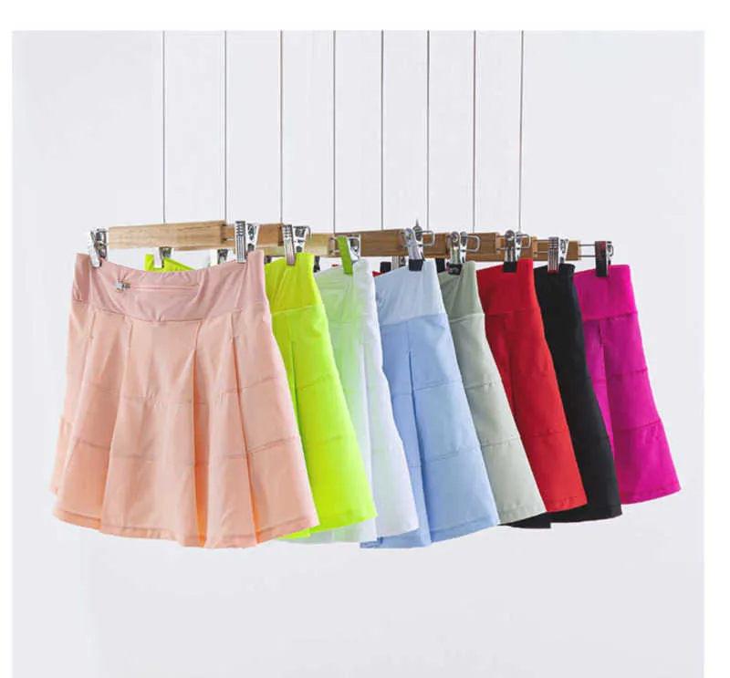 2023 new Yoga Pleated Skirt Knee Above Length Pocket Shorts Inside Tennis Golf Badminton Running Sports Gym Clothes