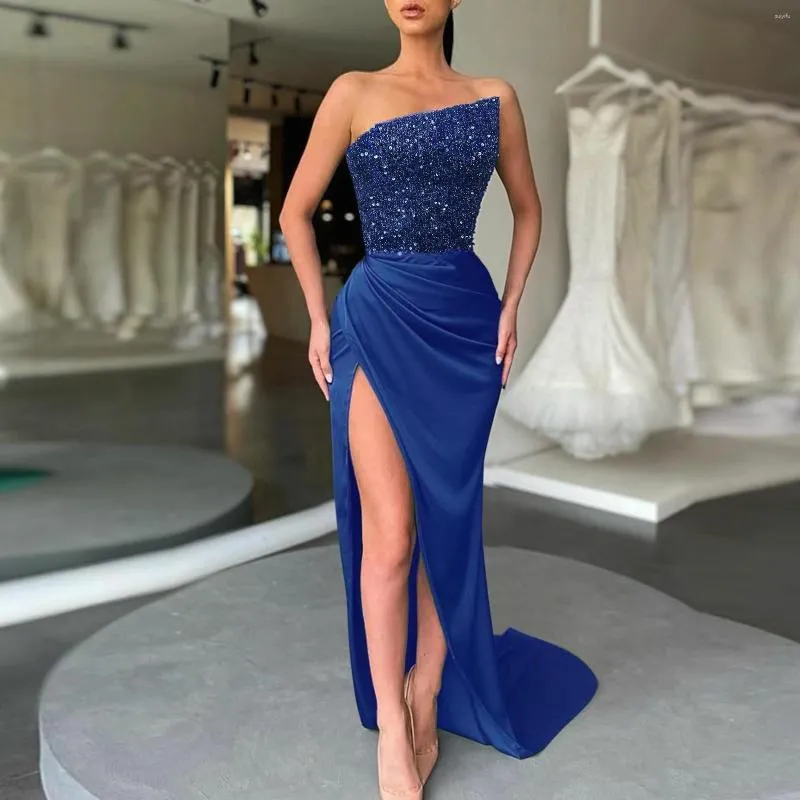 Casual Dresses 2023 Green Sequin Fairy Wedding Long Sleeve One Piece Temperament Medium Evening Dress Shinny Party Night Clubwear Robe