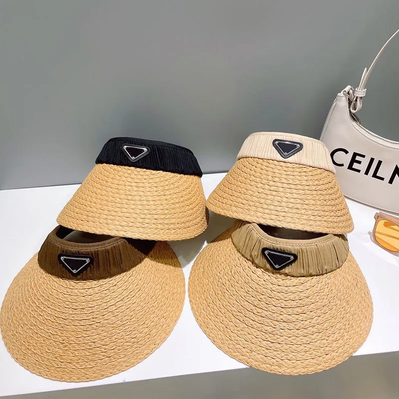 Tasarımcı Büyük Bill Sun Visors Şapkalar Kadınlar İçin Saman Kapakları Lüks UV Koruma Klipsayan Bayanlar Tenis Golf Baş Bandı Yaz Ayarlanabilir Plaj Tatil Meatwear