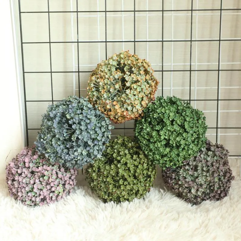 Decorative Flowers Artificial Milanese Grass Ball Plastic Plant Home Garden Wedding Party Outdoor Decoration DIY Fake Flower