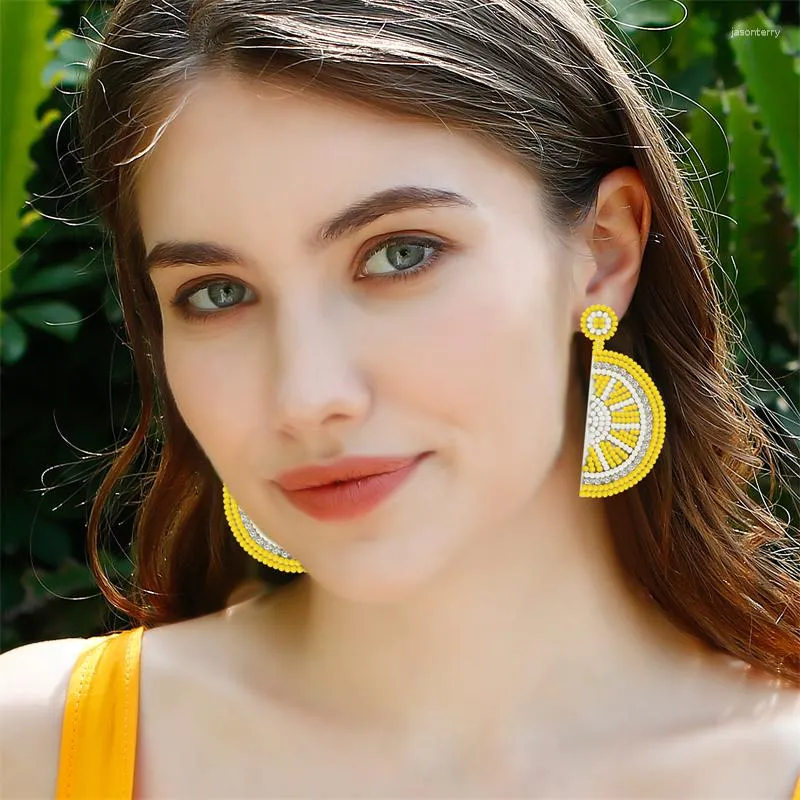 Dangle Earrings Trendy Boho Fruit Round Handmade Statement Lemon Earring Female Gift Idea For Women Girls Valentine Jewelry