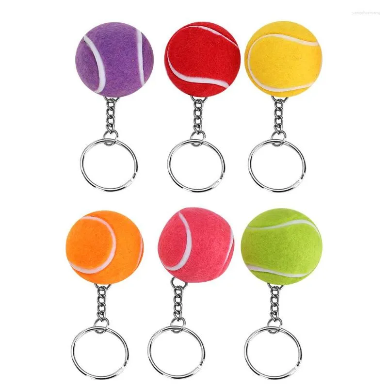 Portachiavi 6pcs Palla da Tennis Portachiavi Portachiavi Ciondolo Decorazione Regalo Multi Colori 4cm Per Borse Chiave