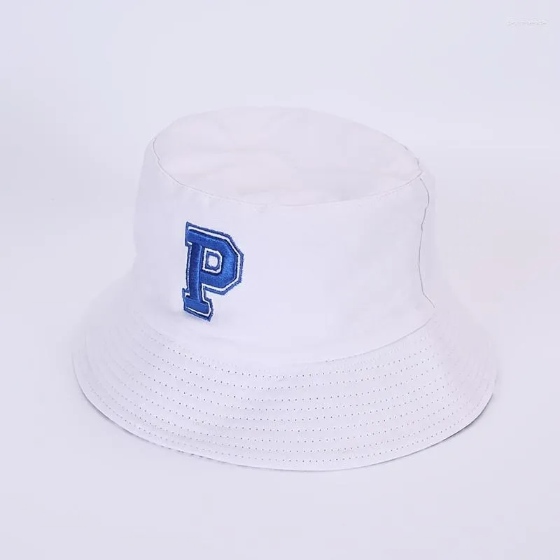 Bons 1pc Coton Broidery Letter P Backet Backet Hat à double face homme Homme Unisexe Chapeaux pour femmes