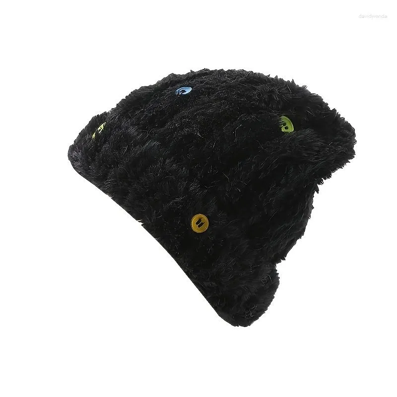 Kapianki Dekorun Black Futry czapka czaszka czapka zimowa ciepła dzianinowa czapka lekka walentynki prezenty