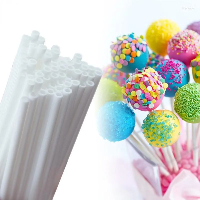 Baking Moulds 100PC Plastic Lollipop Straw Stick White DIY Accessories Mold Cake Chocolate Sugar Candy Lollypop Food Grade Tools