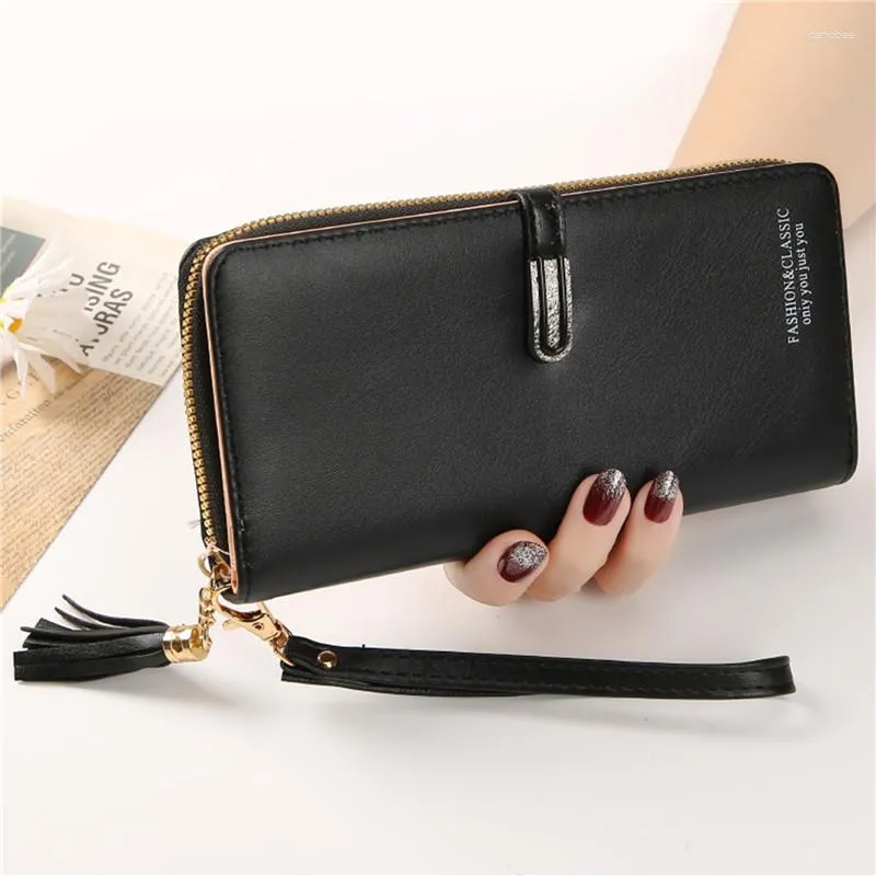 DHgate 2024PU Leather Long Zipper Wallet for Women Stylish Solid Color Card Holder Coin Purse Bags Luggage Accessories