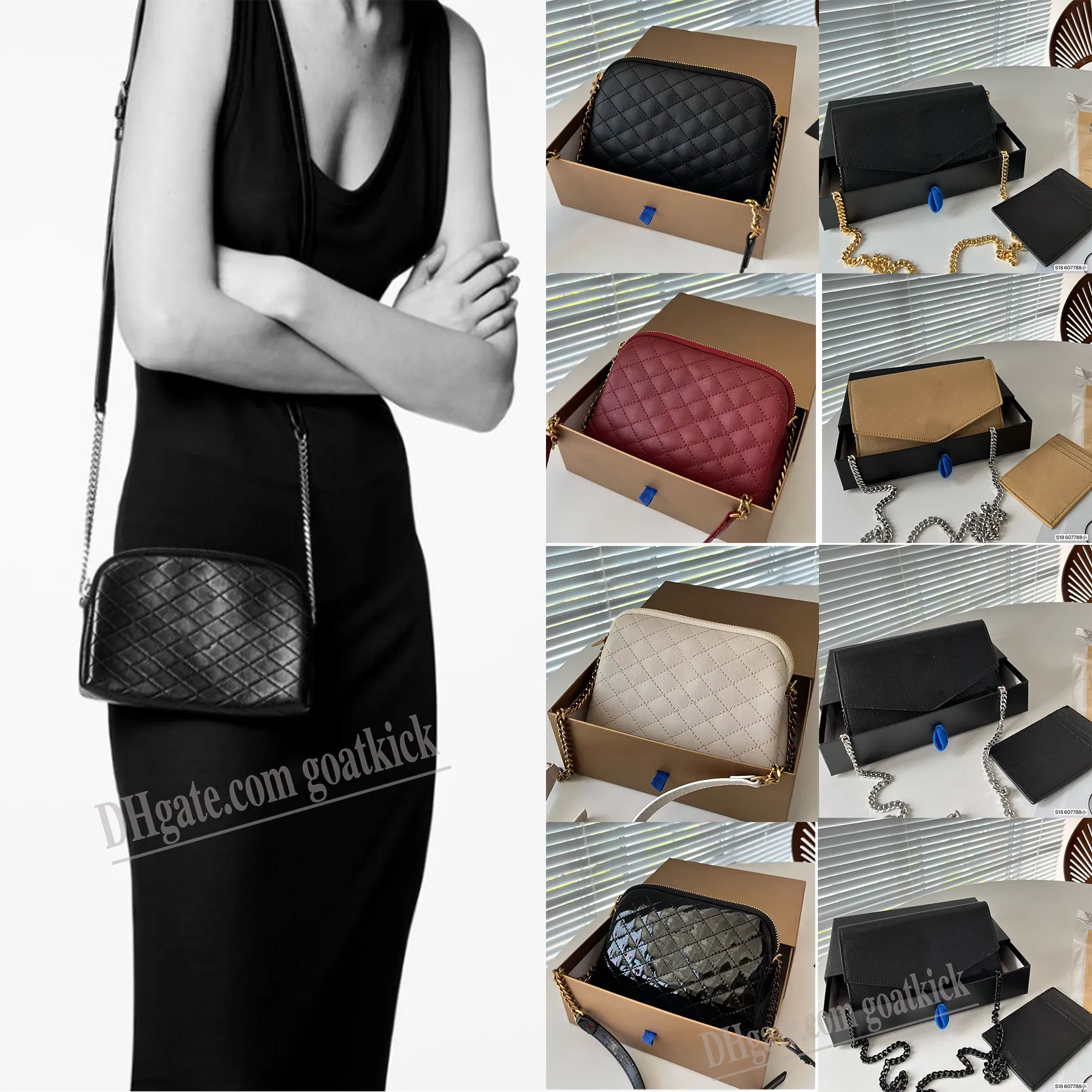Luxury Designer Quilted Leather Crystal Leather Shoulder Bag With Kate