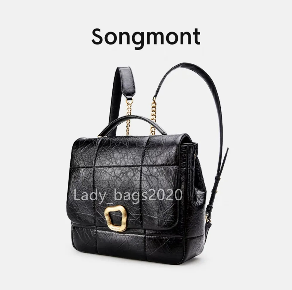 Songmont Bags Song ryggsäck Chokladserie 16 tum stora ryggsäckar lyxiga kohude läderdator nisch designer medelstora kvinnor wcrossbody tofu handväska 13 tum