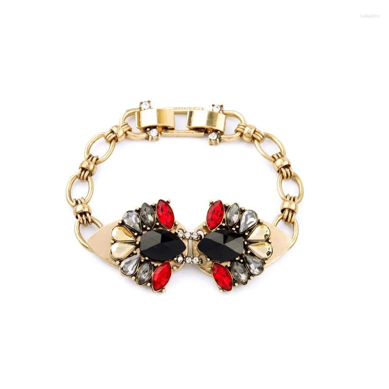 Charm Bracelets Women Classic Bracelet Costume Party Accessory Colorful Created Crystal Charms Thick Gold Color Chain