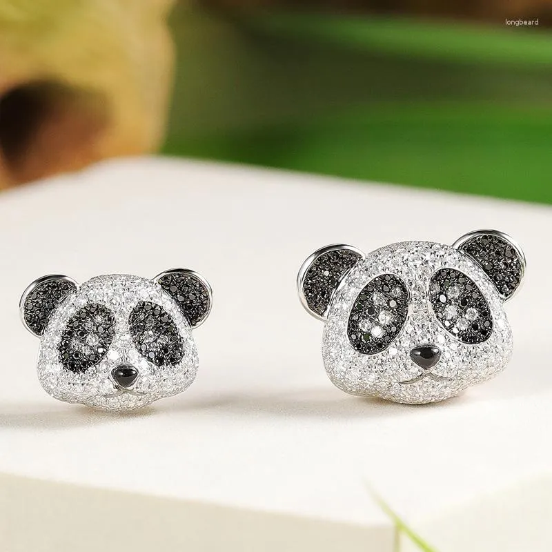 Studörhängen Classic China Panda Earring Full Inlay Small Zircon Söta djurpiercing smycken för kvinnor Bröllopsengagemang