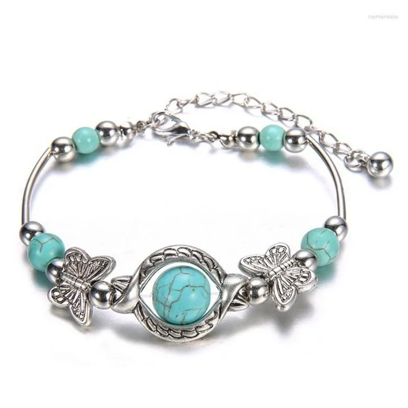 Link Armbänder Kette Delysia King 2023 Trendy Frauen Schmetterling Armband Geschnitzte Muster Persönlichkeit Perlen Türkis Hand Raym22