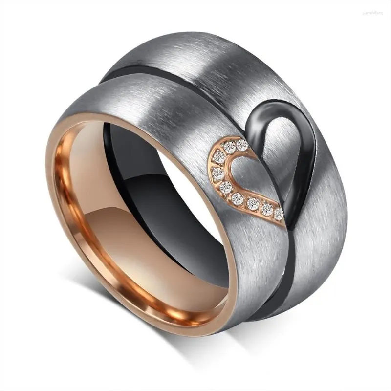 Bagues de cluster son vrai amour coeur mariage fiançailles en acier inoxydable Couples promesse bague cadeau d'anniversaire