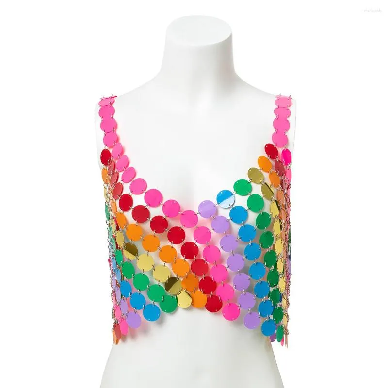 Womens Handmade Chain Mail Disc Sequin Patchwork Mini Dress in Rainbow  Chainmail Camis and Skirt Set from Dhgate Womens Tanks & Camis - price 37.84