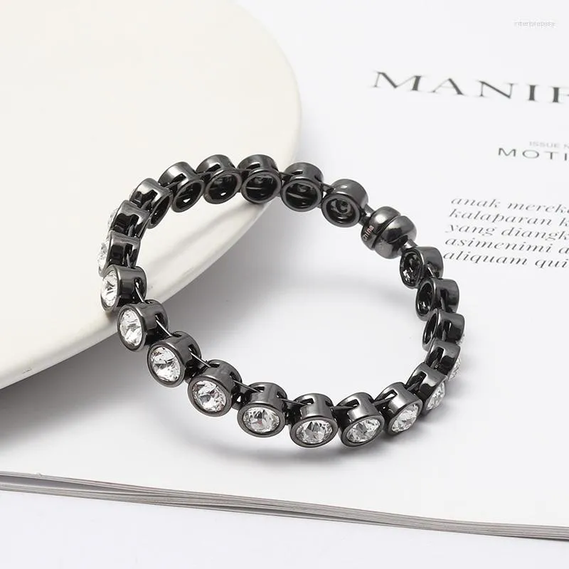 Bracelet Super à la mode accessoires noir cuivre incrustation cristal clair aimant ouvert Bracelet pour femmes mode bijoux poignet décor