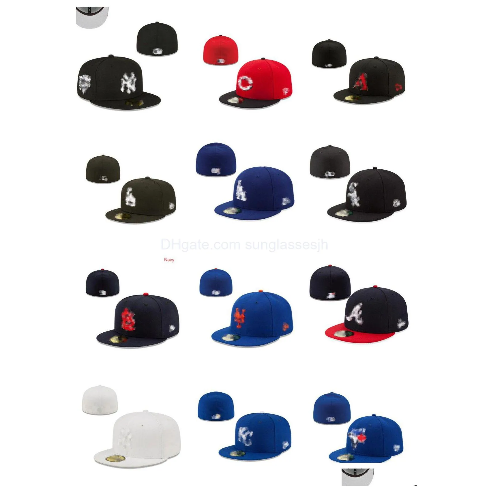 Casquettes de baseball Fahion Designer Chapeaux ajustés Snapbacks Chapeau réglable Baskball Tous les logos de l'équipe Sports de plein air Broderie Coton Plat Fermé B Dhbmp