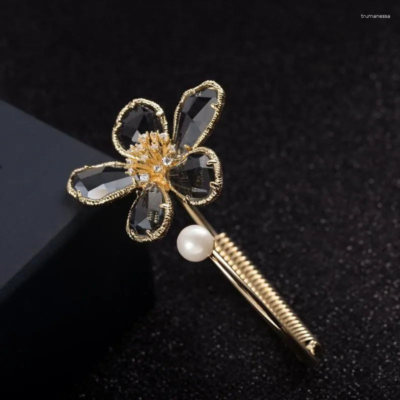 Bangle Bilincolor Golden Trendy White Pearl An Big Cz Green Flower Open Bangel For WomenBangle Raym22