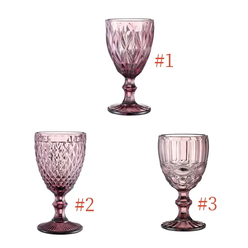 240ml European style embossed stained glass wine lamp thick goblets