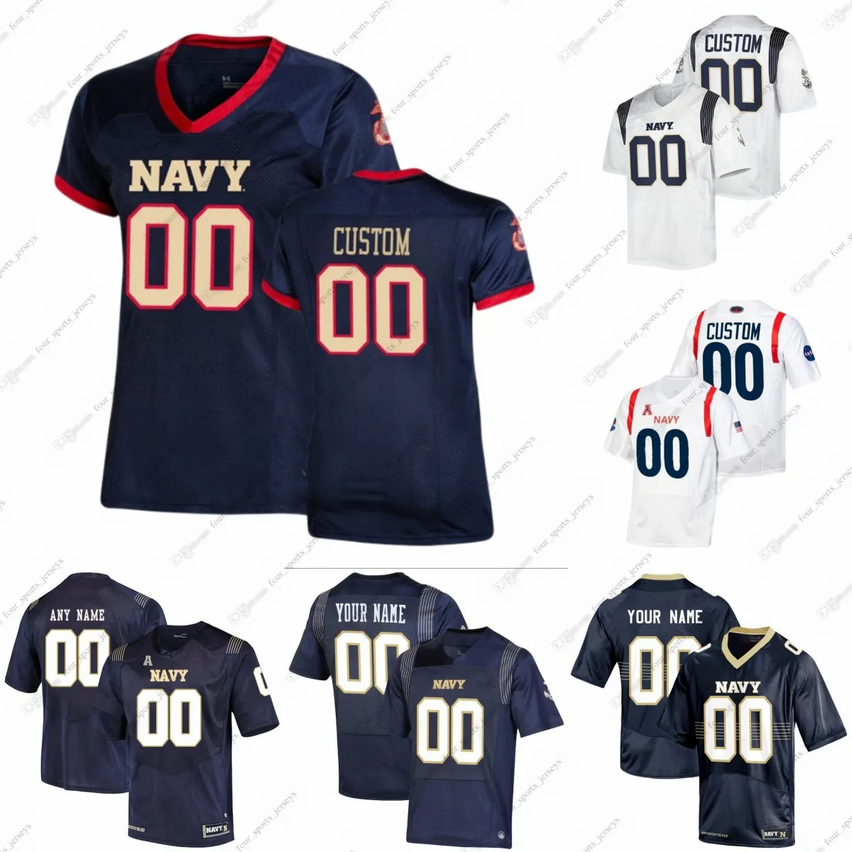 Custom NCAA Navy Midshipmen College Football Jerseys Horvath Lavatai Ponder Chatman Enovitch Frankrijk Hassan Heidenreich Jones Puailoa-Rojas Smith Crawford