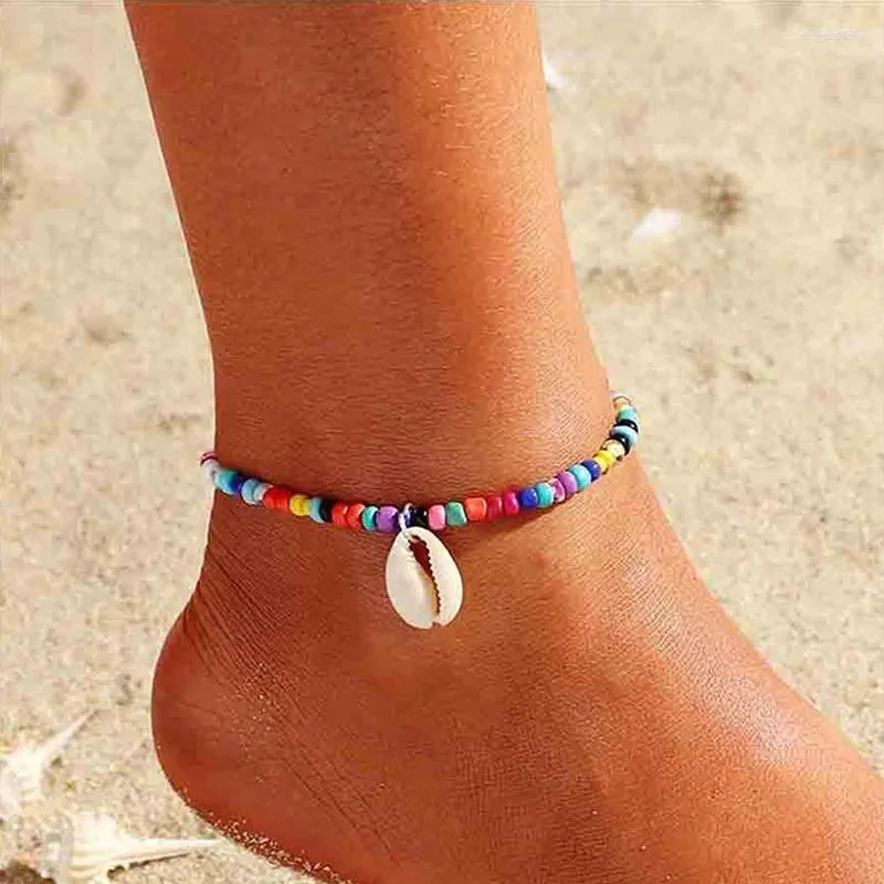 Fußkettchen 2023 Bohemian Bunte Augenperlen Für Frauen Mädchen Gold Farbe Sommer Ozean Strand Knöchel Armband Fuß Bein Kette Schmuck