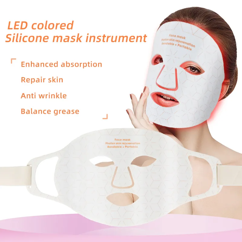 Gezichtsmassager verkoop 4 kleuren LED -licht zachte siliconenhuid bleken licht pon flexibel LED -masker 230621