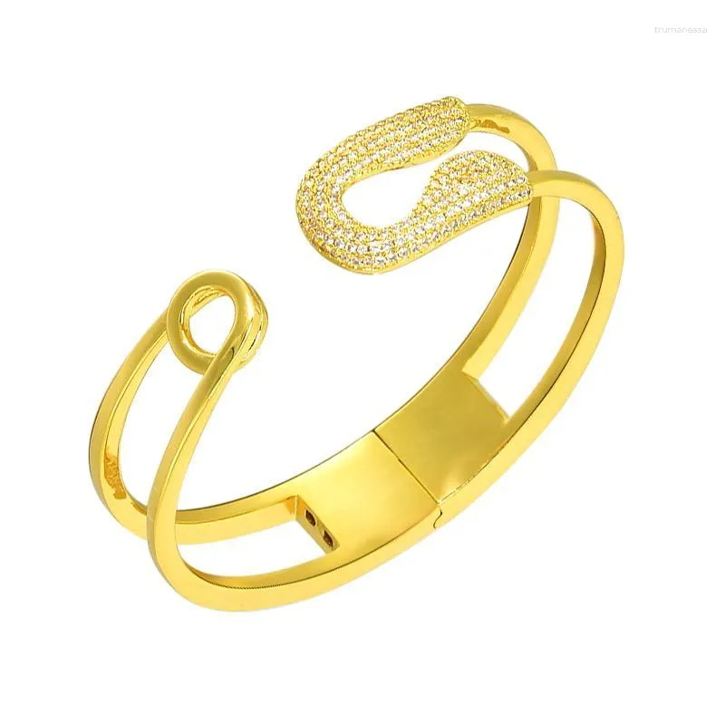 Bransoletka Bangle Wide For Women Gold Mankiet Luksusowa moda Afrykańska Dubaj Dostosowane kryształowe kamienie kostiumowe Akcesoria biżuterii Who Raym22