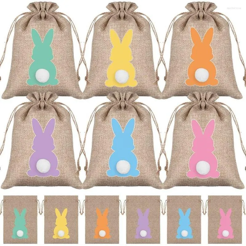 Gift Wrap 24PCS Easter Linen Bag Organizer Ties Party Cute Candy Cookie Wrappers Kids Birthday S