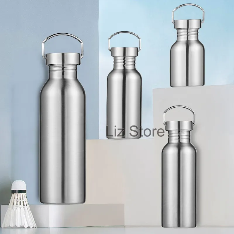 Stainless Steel Water Bottle Portable Kettle Outdoor Fitness Sport Cup Single Deck Fruit Juice Cup 4 Size Beer Cocktail MugTH0906