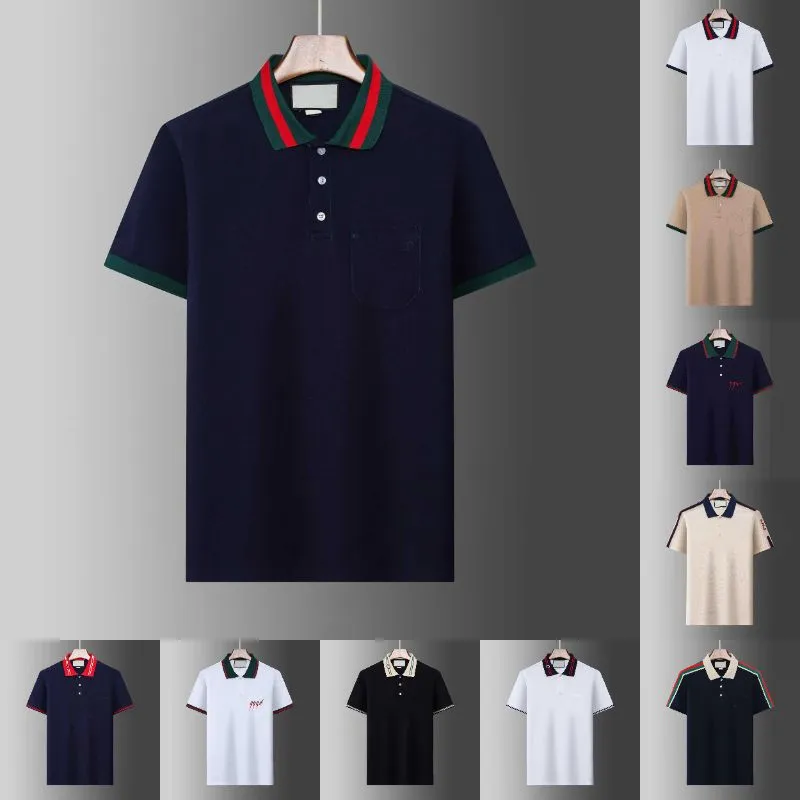 23ss roupas de verão camisa polo masculina designer de luxo camiseta polo masculina moda casual estampa de cobra abelha bordado camiseta polo masculina de rua alta tamanho M-3XL