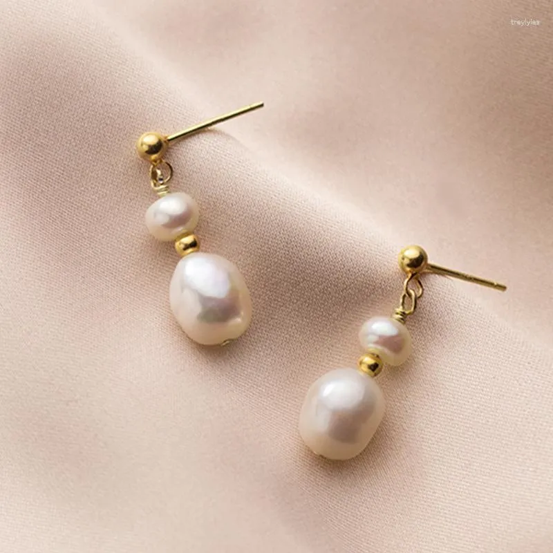 Boucles d'oreilles clous mignons élégants clous de perles pour femmes fille couleur or 925 bijoux de mariage minimalistes en argent Sterling