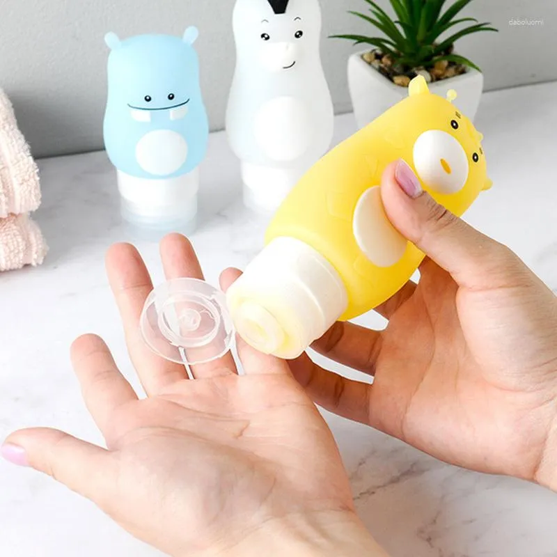 Lagringsflaskor 50/70/90 ml Portable Cartoon Squeeze Bottle Silicone Travel tom duschgel Lotion Refillable Skin Care