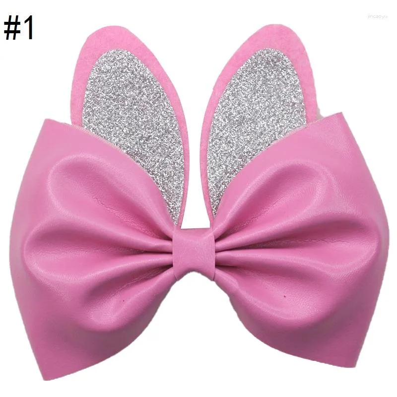 Hair Accessories 12pcs 5.5'' Glitter Bows Easter Inspired Leather Clip For Girl Toddle