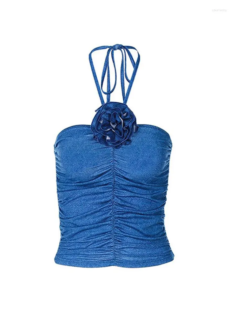 Damen-Tanks, Sommer-Frauen, drapiertes Design, Kokette, sexy, figurbetont, Camisole, Neckholder, Y2k, Streetwear, Crop-Korsett-Top, 2000er-Jahre, ästhetisch, Gyaru E-Girl