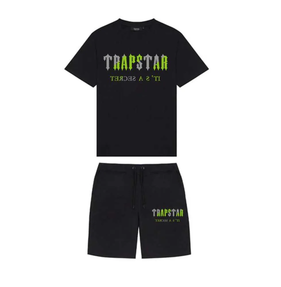 Men's T-Shirts Summer TRAPSTAR Printed Cotton T-Shirt Men Beach Shorts Sets Streetwear Tracksuit Sportswear Design of motion 65ess
