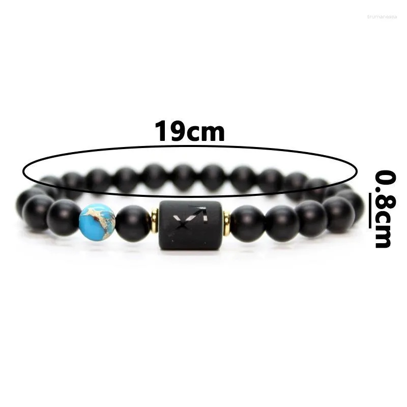 Link Bracelets Chain Man Crystal Jewellery Black Stone Beads 12constellation Couple Bracelet Men For Women Pulseras Moda Masculina Hombre Ra