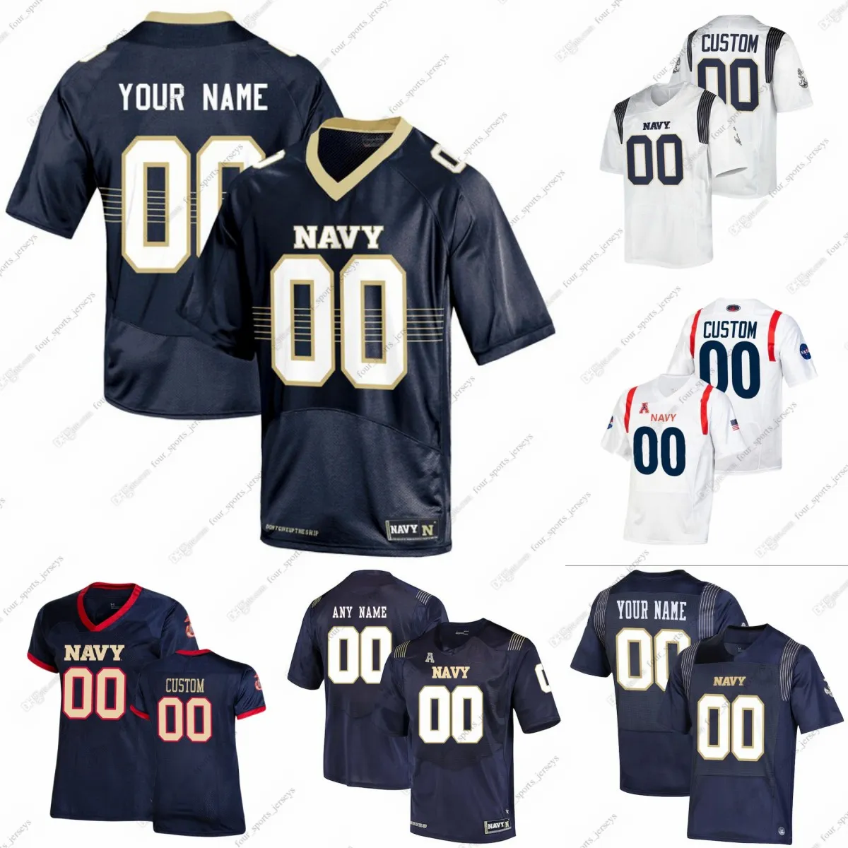 Personnalisé NCAA Navy Midshipmen College Football Maillots LaFond Leggans Lusk Narayan Webb Berniard Jr. Whiteside Barbee Bianchi Buckner Gibbons Green Harbor