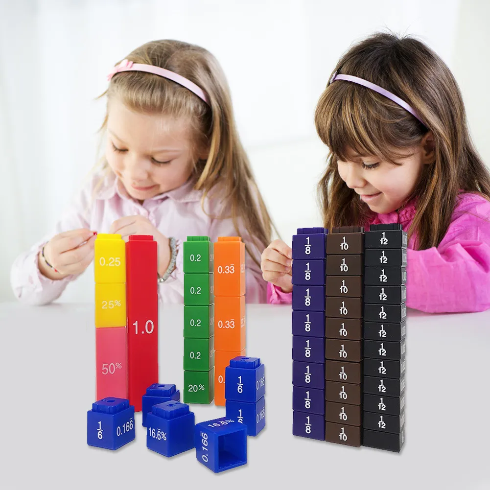 51pcs Math Educational Count Fraction Dice Percentage Teacher Tower Set Dice Count Educational Kid Teacher Aid Toys